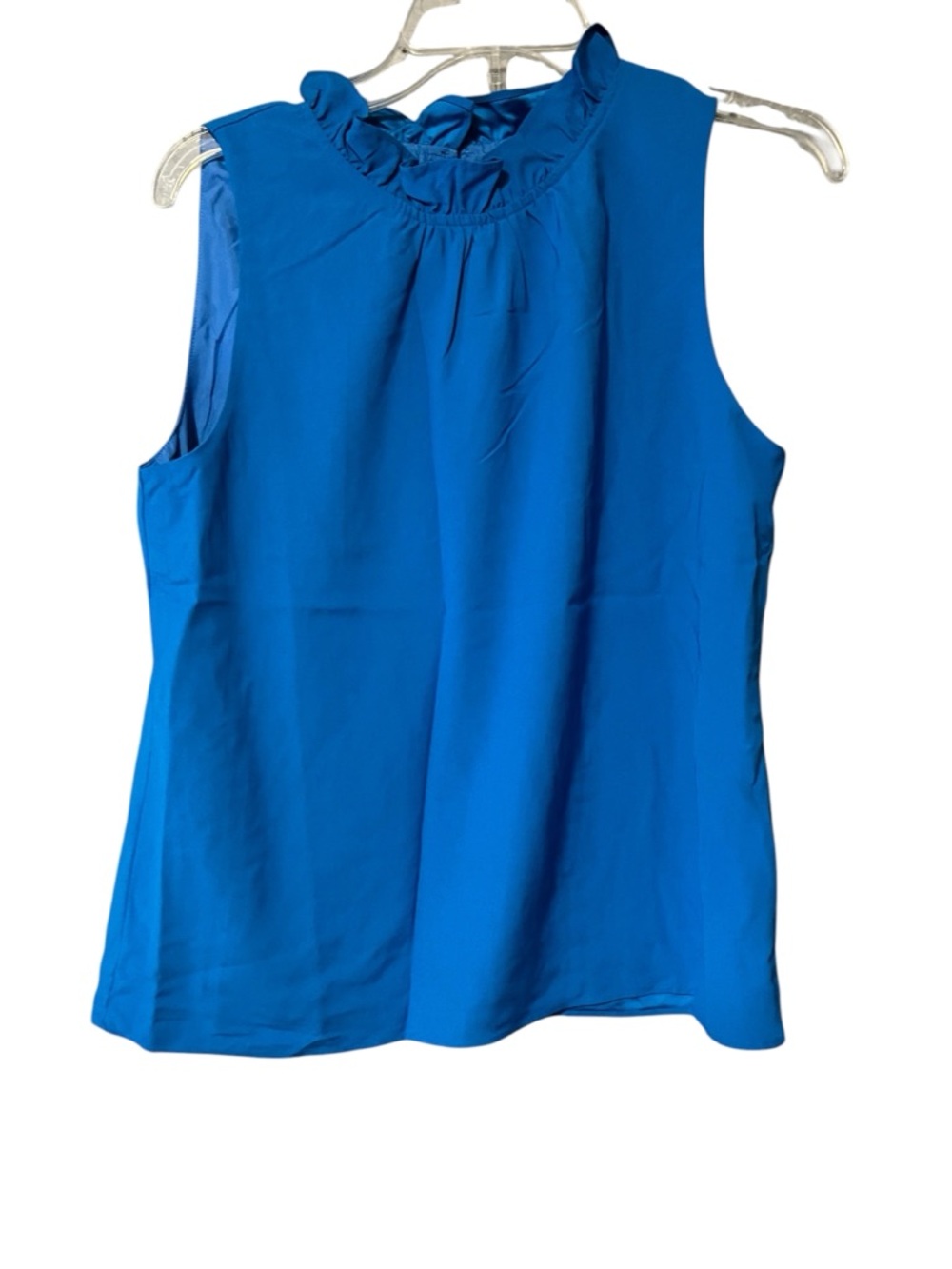 J Crew Blue Ruffle Neck Sleeveless Blouse Size Small Lightweight Top - Picture 2 of 11